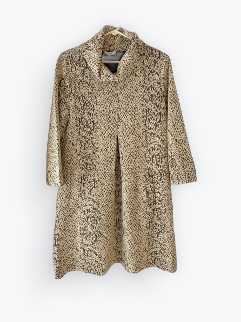Tyler Boe Kim Cowl Neck Animal Print Dress Tan Brown